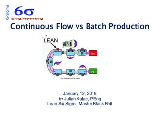 Continuous Flow vs Batch Production
January 12, 2019
by Julian Kalac, P.Eng
Lean Six Sigma Master Black Belt
1
 