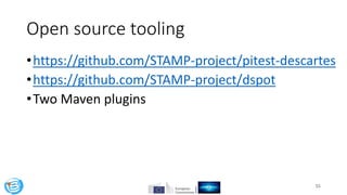 Open source tooling
•https://github.com/STAMP-project/pitest-descartes
•https://github.com/STAMP-project/dspot
•Two Maven ...