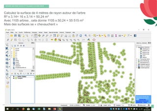 11 octobre 2019
REMISE DES PRIX VILLES ET VILLAGES FLEURIS 2019
36
Calculez la surface de 4 mètres de rayon autour de l’arbre
R² x 3,14= 16 x 3,14 = 50,24 m²
Avec 1105 arbres , cela donne 1105 x 50,24 = 55 515 m²
Mais des surfaces se « chevauchent »
 