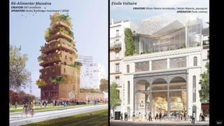 CREATORS Olivier Palatre Architectes / Atelier Roberta, paysagiste
OPÉERATOR Étoile cinémas
CREATORS DGT architects
OPERATORS Hertel, promoteur investisseur / SEGM
Ré-Alimenter Masséna Etoile Voltaire
 
