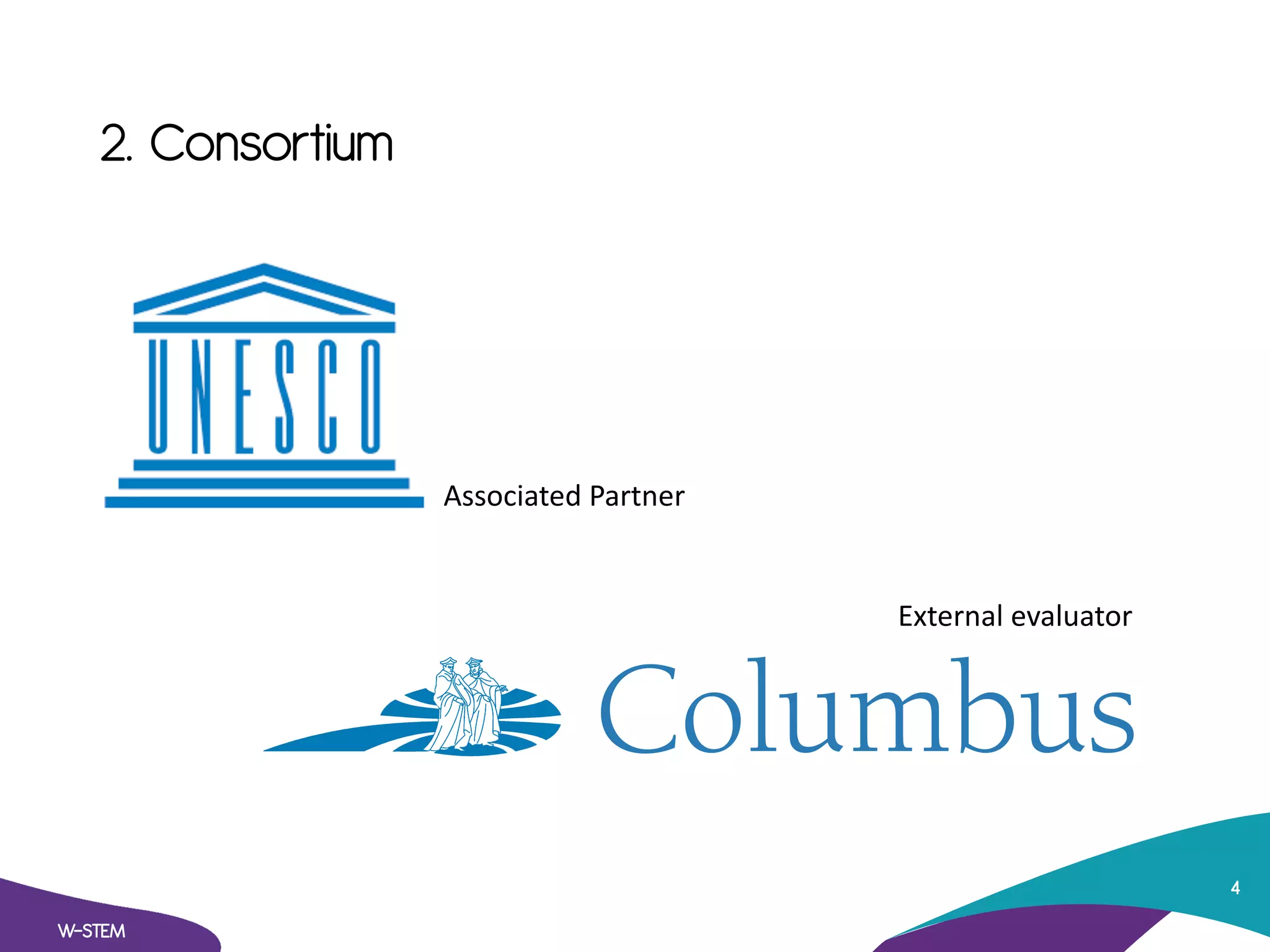 2. Consortium
W-STEM
4
Associated Partner
External evaluator
 