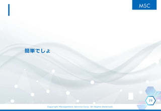 Copyright Management Service Corp. All Rights Reserved.
簡単でしょ
19
 