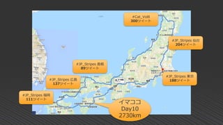 イマココ
Day10
2730km
#JP_Stripes 仙台
204ツイート
#Cat_Vol8
300ツイート
#JP_Stripes 島根
89ツイート
#JP_Stripes 東京
188ツイート#JP_Stripes 広島
137ツイート
#JP_Stripes 福岡
111ツイート
 