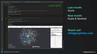 G R A P H I S T R Y info@graphistry.com
Last month:
Azure
Next month:
Kusto & Sentinel
Reach out!
info@graphistry.com
 