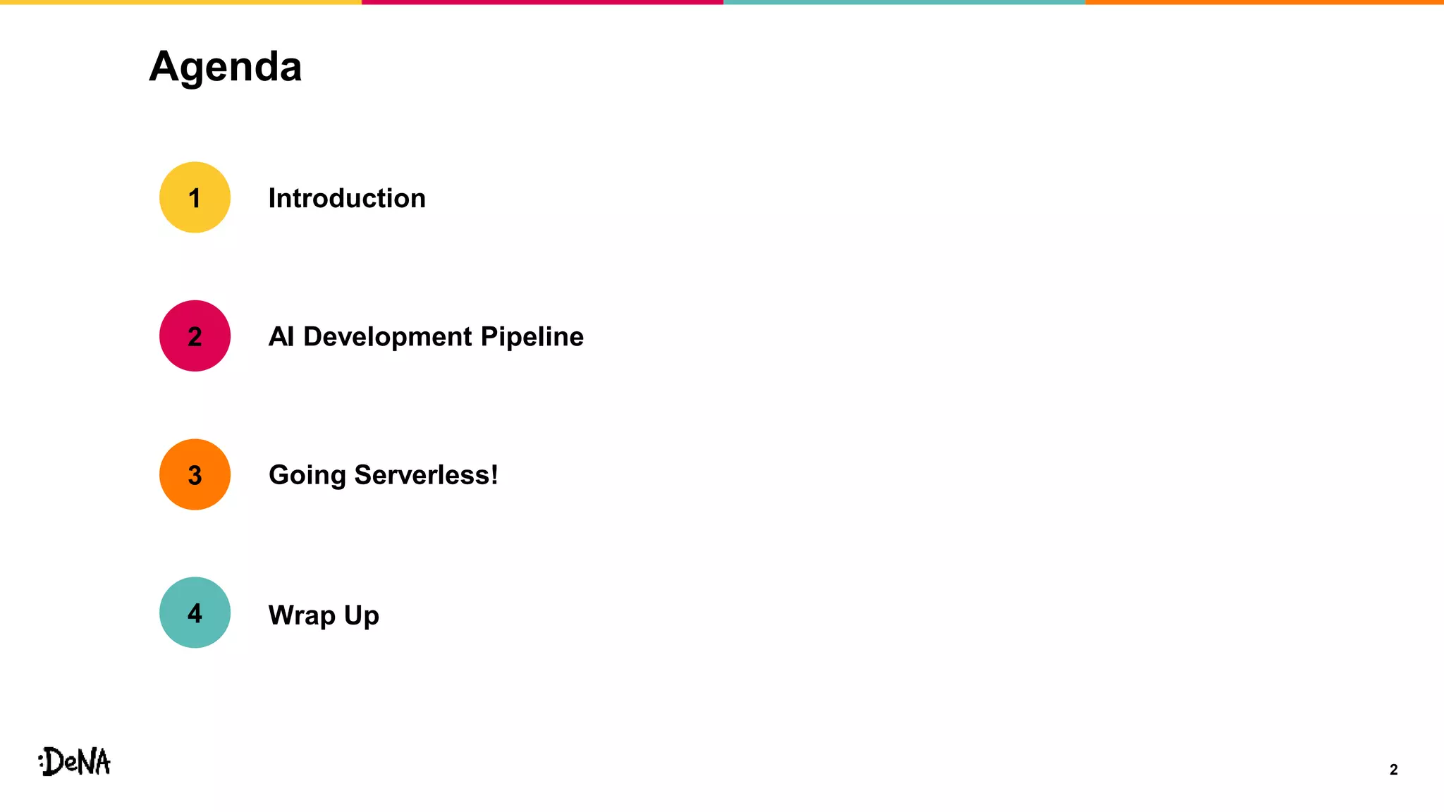 Agenda
2
Introduction
AI Development Pipeline
Going Serverless!
1
3
Wrap Up4
2
 
