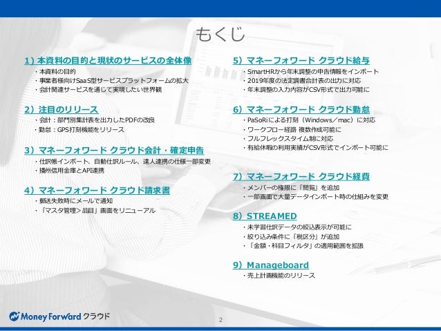 マネーフォワードクラウド 新機能のご案内2019年11月分