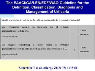 The EAACI/GA²LEN/EDF/WAO Guideline for the
Definition, Classification, Diagnosis and
Management of Urticaria
Zuberbier T et al, Allergy 2018; 75: 1145-56
 