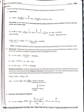 Aakash Notes.pdf Aakash Institute Amines Notes Class 12 JEE Mains and Advanced | PDF