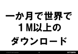 © 2019 NTT DATA Corporation 43
一か月で世界で
１M以上の
ダウンロード
 