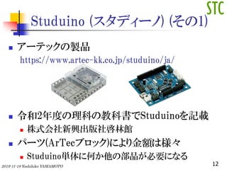 Studuino (ǥ`) (1)
? `ƥåuƷ
https://www.artec-kk.co.jp/studuino/ja/
? 2ȤƤν̿ƕStuduinoӛd
? ʽd熙^
? ѩ`(ArTec֥å)ˤ~Ϙ
? Studuinog˺ΤβƷҪˤʤ
122019-11-18 Yoshihiko YAMAMOTO
 