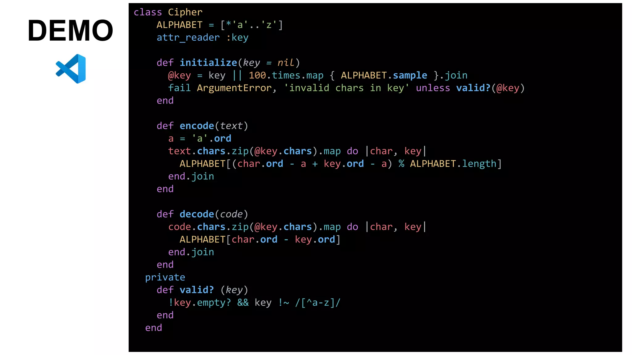 Simple Cipher Exercism Ruby Challenge - Nov 2019 | PPT