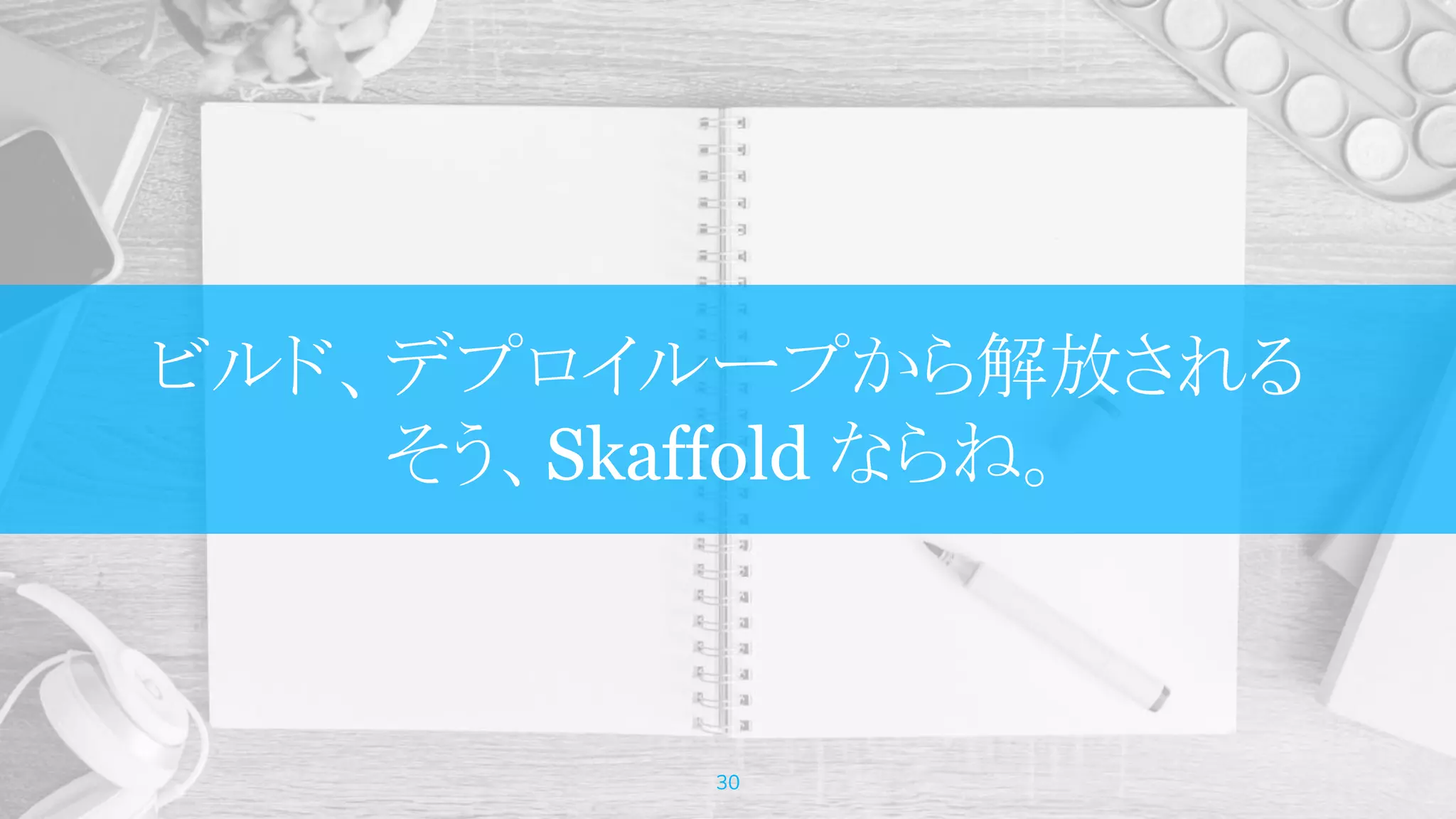 ビルド、デプロイループから解放される
そう、Skaffold ならね。
30
 