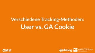 ANALYTICSkiste
Michaela Linhart
ANALYTICSkiste
Michaela Linhart
Verschiedene Tracking-Methoden:
User vs. GA Cookie
 