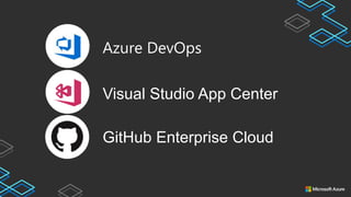 Visual Studio App Center
GitHub Enterprise Cloud
 