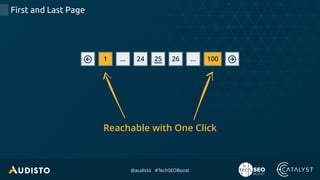 @audisto #TechSEOBoost
First and Last Page
… 24 25 261 100…
Reachable with One Click
 