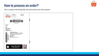 This is a sample of the Packing Slip. You need to hand it over to the customer
How to process an order?
 