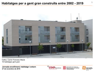 5
Habitatges per a gent gran construïts entre 2002 - 2019
Callús. Carrer Francesc Macià
16 habitatges gent gran
Jornada en...