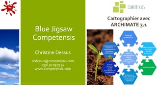 Blue Jigsaw
Competensis
Christine Dessus
chdessus@competensis.com
+336 31 09 73 54
www.competensis.com
Cartographier avec
ARCHIMATE 3.1
 