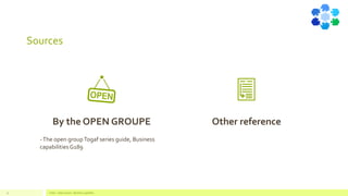 Sources
By the OPEN GROUPE
-The open groupTogaf series guide, Business
capabilitiesG189
Other reference
Value - Value stream - Business capability31
 