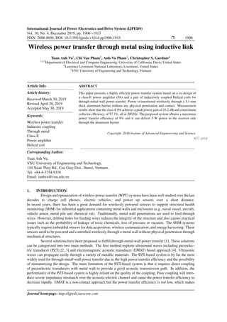 Wireless power transfer through metal using inductive link | PDF