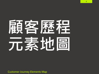 4
顧客歷程
元素地圖
Customer Journey Elements Map
 
