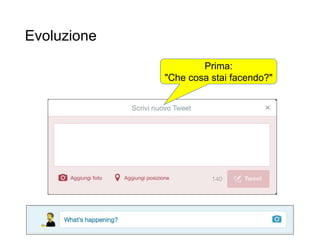 Evoluzione
Prima:
"Che cosa stai facendo?"
 
