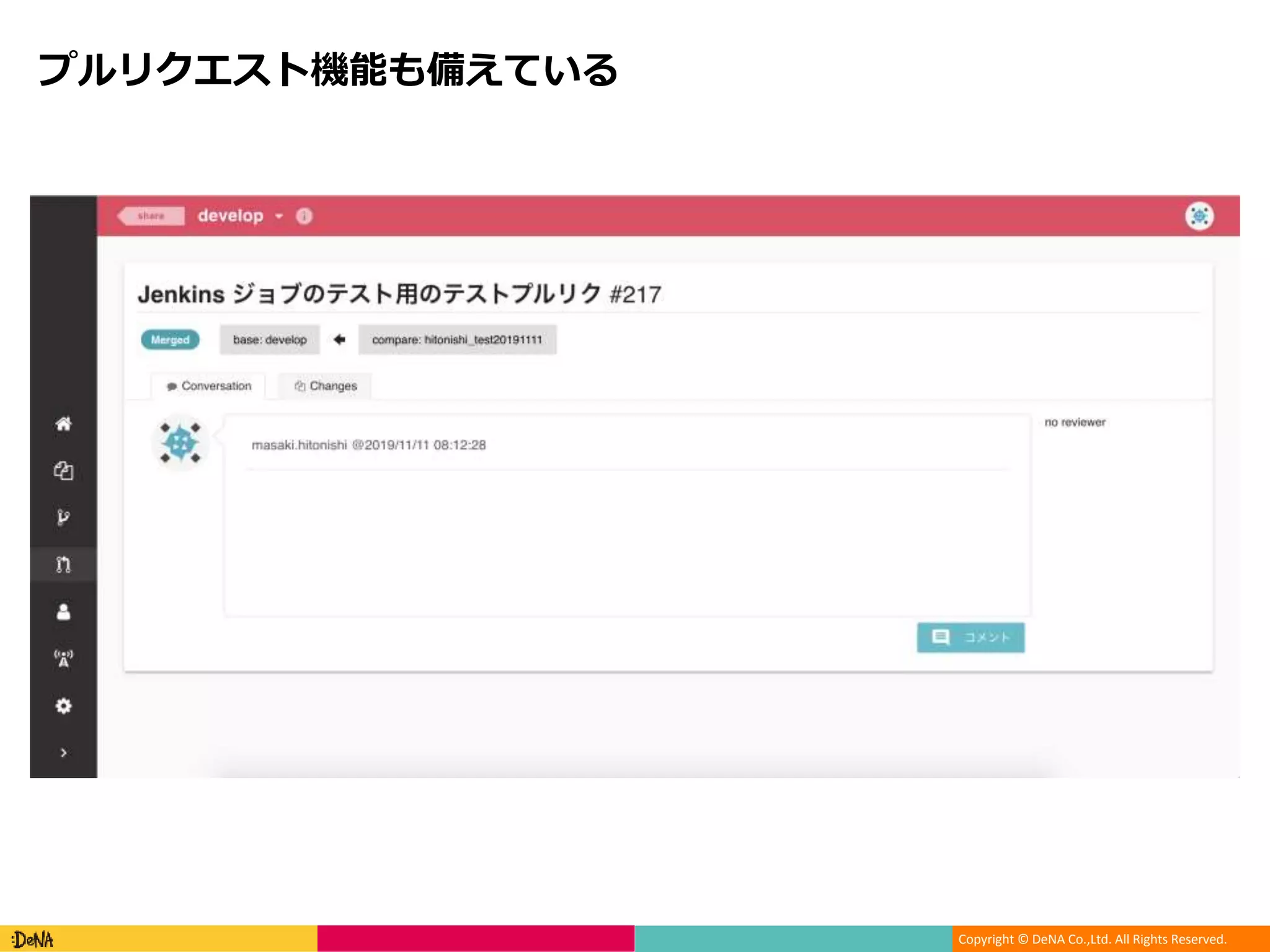 Copyright © DeNA Co.,Ltd. All Rights Reserved.
プルリクエスト機能も備えている
 