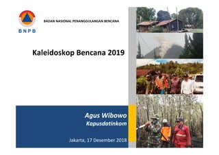 Agus Wibowo
Kapusdatinkom
Jakarta, 17 Desember 2018
Kaleidoskop Bencana 2019 
BADAN NASIONAL PENANGGULANGAN BENCANA
11
 