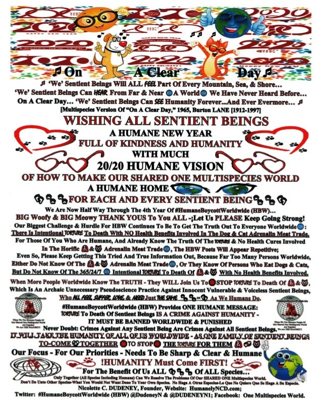 Published December 30, 2019
By Nicolette C. DUDENEY
Founder Of: Website: HumanelyNCD.Com;
#HumaneBoycottWorldwide (HBW); #...