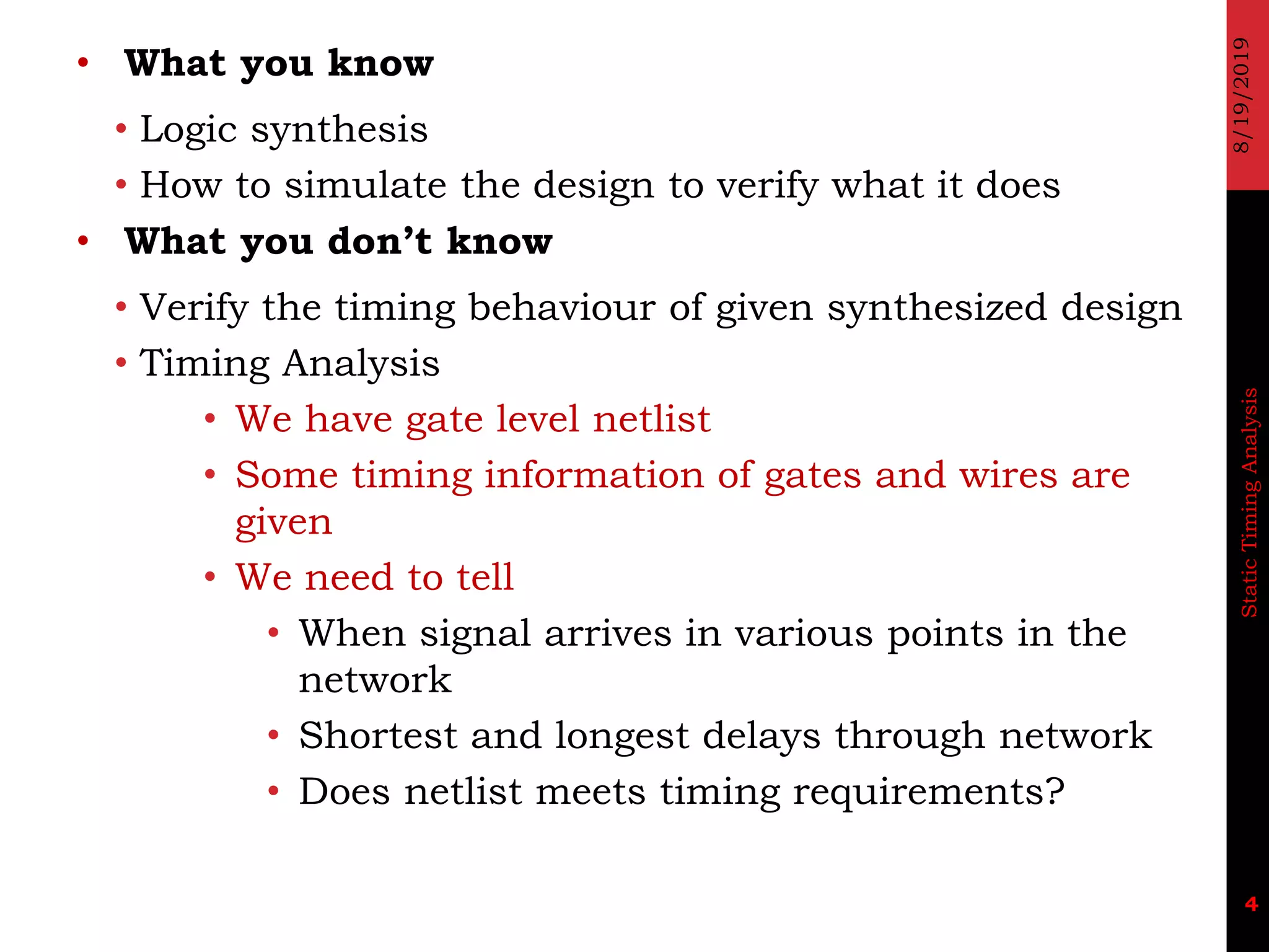 2019 3 testing and verification of vlsi design_sta | PDF