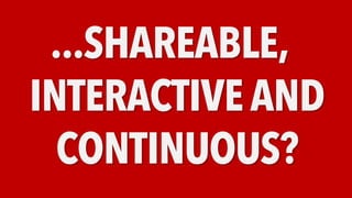 ...SHAREABLE,
INTERACTIVEAND
CONTINUOUS?
 