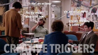 So what are we doing?
Who are we talking to?
Why are they going
to believe us?
And how are we
going to tell them?
 