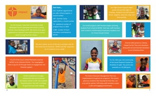 6
Fast Facts...
233- Students registered for
our after school program, a
record number
187– Summer Camp
registrations, a record number
70 - additional number of
program hours in 2019
2,980- number of hours
volunteers contributed to
WCMC
Impact
WCMC established a stronger
relationship with the Cincinnati
Recreation Center in OTR. Our students
frequently go to ’the Hub’ on Fridays
for gym time and roller skating.
We were ranked as one of the top 5 volunteer sites for
the University of Cincinnati. WCMC had 230 responses
by UC students to our needs.
For the 3rd year, Hyde Park Community United
Methodist Church partnered with WCMC to bring
Summer Camp Reading to OTR. The church once again
supported our Summer Camp with numerous mission
teams through Summer Impact.
Church of the Savior United Methodist selected
WCMC to be a Mission Partner. The congregation
chose to go ALL IN through hands on engagement and
financial support.
7
Our KLASS program staff members began escorting
students from school to WCMC. Each day, staff members
meet students at Rothenberg Preparatory Academy and
St. Francis Seraph School.
The Smart Classroom Management Plan was
implemented throughout our programs. This system
gives our students clear boundaries that they can
trust will be upheld. SCM helps staff members create
a safe and engaging environment.
Our High School Program began
praise and worship night on
Tuesdays. Students and staff prepare
dinner together, share the meal, and
then worship.
For the 10th year, the Community
of the Good Shepherd hosted our
Breakfast of Light. The parish also
awarded us a $5,000 grant.
Cheviot UMC joined our Wesley
Chapel Family! They sent donations
along with servant-hearted volunteers
to our Christmas Store.
 