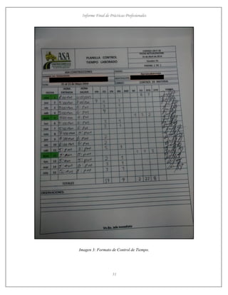 Informe Final de Prácticas Profesionales
31
Imagen 3: Formato de Control de Tiempo.
 