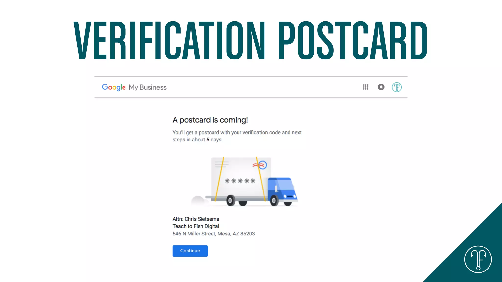 VERIFICATION POSTCARD
 