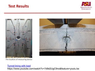 Test Results
Tunnel lining with load
https://www.youtube.com/watch?v=7d9d2UgC9no&feature=youtu.be
 