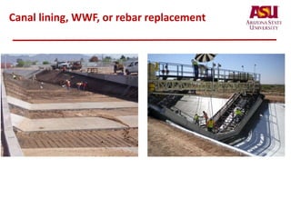 Canal lining, WWF, or rebar replacement
 