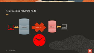 Re-provision a returning node
© 2019 Oracle8
BinlogMaster SlaveData ??
 