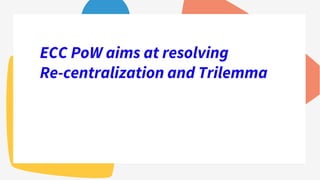 ECC PoW aims at resolving
Re-centralization and Trilemma
 