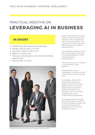 THE C-SUITE PLAYBOOK | ARTIFICIAL INTELLIGENCE
PRACTICAL INSIGTHS ON
LEVERAGING AI IN BUSINESS
IN SHORT
Understand the web...