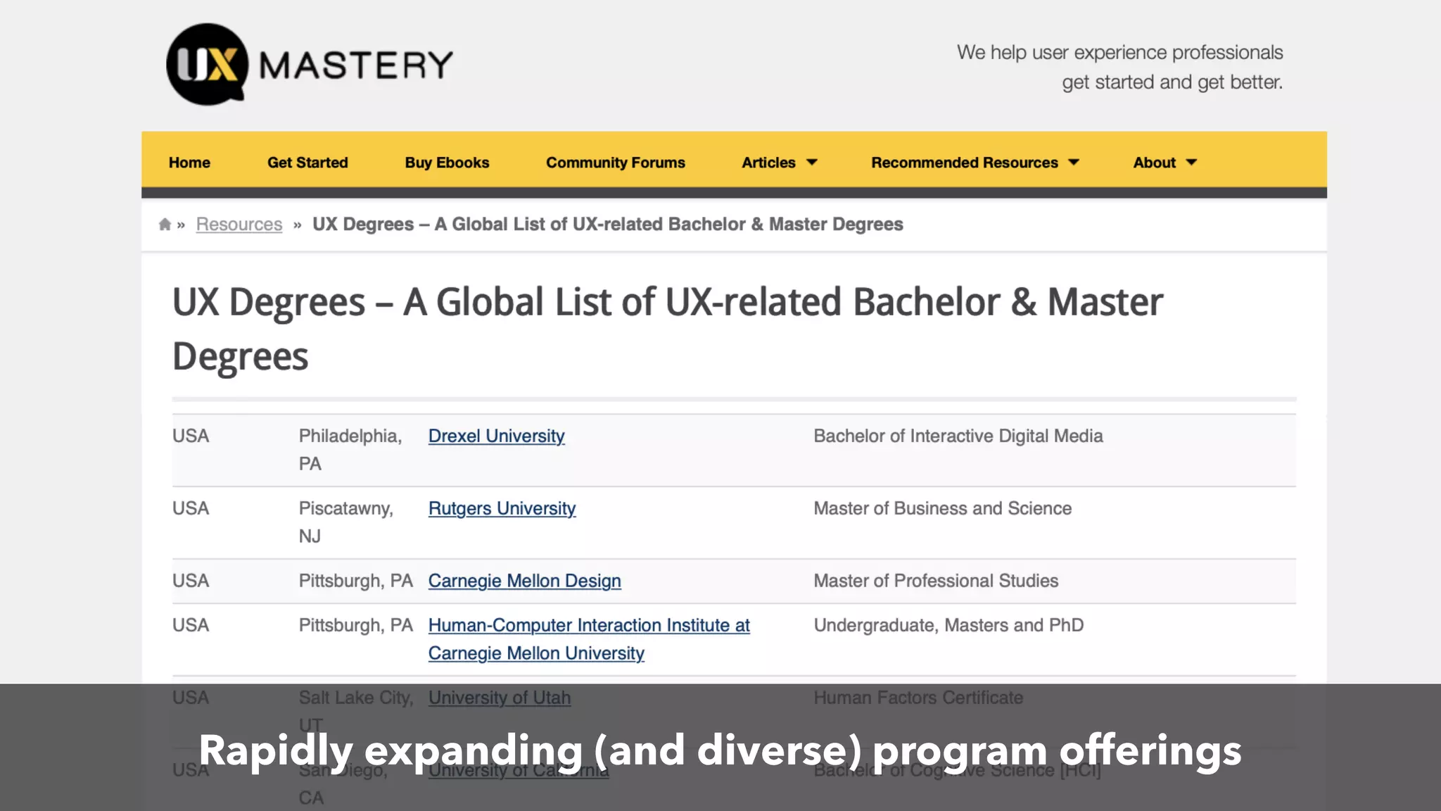 Rapidly expanding (and diverse) program offerings
 