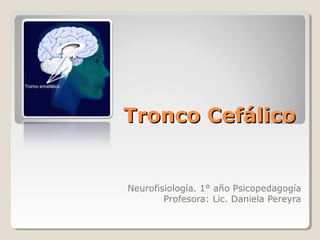 Tronco CefálicoTronco Cefálico
Neurofisiología. 1° año Psicopedagogía
Profesora: Lic. Daniela Pereyra
 