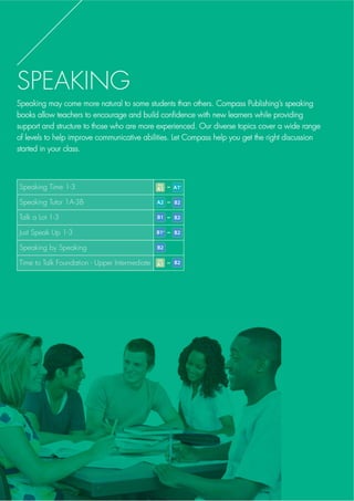 LISTENING
Complimentary Downloads
compasspub.com/LSUCCESS
Listening Success
Garrett Byrne
Listening Success is a five-book series covering a wide variety of topics which
UHLQIRUFH ODQJXDJH SDWWHUQV WSLFDOO XVHG LQ HYHUGD VLWXDWLRQV /HDUQHUV
become familiar with common phrases, expressions, and functional language
patterns through the multiple dialogs, and each unit concludes with a test to
consolidate learning objectives.
f 1DWXUDO GLDORJV LQ HYHUGD VHWWLQJV
f $ YDULHW RI DFWLYLW WSHV LQFOXGLQJ LPDJH EDVHG WDVNV EODQN ILOOLQJ
note-taking, and test question types
f 3UHOLVWHQLQJ DFWLYLWLHV WR FOHDUO LQGLFDWH JUDPPDWLFDO DQG IXQFWLRQDO WDUJHWV
of each unit
f 7LPHG WHVW LQ HDFK XQLW
f 3DLUZRUN DQG JURXSZRUN VSHDNLQJ WDVNV LQ HDFK XQLW WR IRVWHU FODVVURRP
interaction and live listening
f 'HWDFKDEOH GLFWDWLRQ ERRNOHW ZLWK GRZQORDGDEOH WRROV
STUDENT STUDENT BOOK
Pages
Unit
6
Units
Book
12
LEVEL
Upper Beginner~
Intermediate
Student Book
DICTATION BOOK
Pages
Unit
3
Listening Success 1 - Student Book with MP3 CD 9781599663968
Listening Success 2 - Student Book with MP3 CD 9781599663975
Listening Success 3 - Student Book with MP3 CD 9781599663982
Listening Success 4 - Student Book with MP3 CD 9781599663999
Listening Success 5 - Student Book with MP3 CD 9781599664002
Scan to view
sample unit!
Teacher’s
Kit
116
 