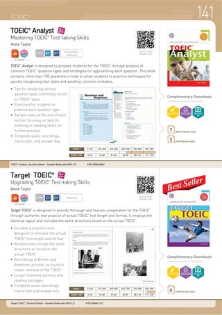 Illustrated Everyday Idioms with Stories
Casey Malarcher
Illustrated Everyday Idioms with Stories is a two-book series that provides a
comprehensive and entertaining way for students to learn common English
idioms. With easy-to-read definitions and examples of 600 of the most common
English idioms, the lessons will both entertain and enlighten students while
presenting idioms in a variety of contexts. Unlike other texts that provide
nothing but long lists of idioms, Illustrated Everyday Idioms with Stories presents
a fun way to learn English idioms by containing a story using the idioms in
context in each unit. Book 1 stories are folktale oriented, while the stories in
Book 2 are more focused on humor and current interests.
f ,QWURGXFHV  RI WKH PRVW FRPPRQ LGLRPV LQ (QJOLVK
f 8VHV D KXPRURXV DSSURDFK WR WHDFKLQJ SUDFWLFDO LGLRPV
f 6KRUW GHILQLWLRQV DQG LOOXVWUDWLRQV RI HDFK LGLRP
f 'LDORJV DQG SDVVDJHV LQFRUSRUDWH WKH LGLRPV
f ([HUFLVHV DQG VWRULHV LQ HYHU XQLW
Student Book
STUDENT STUDENT BOOK
Pages
Unit
7
Units
Book
15
LEVEL
Upper Beginner~
Intermediate
Scan to view
sample unit!
Complimentary Downloads
Teacher’s
Kit
Illustrated Everyday Idioms with Stories 1 - Student Book 9781932222159
Illustrated Everyday Idioms with Stories 2 - Student Book 9781932222166
135
 