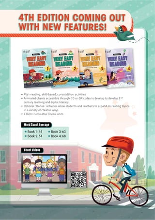 ISBN LIST
Anne of Green Gables - Graded Reader with MP3 CD 9781599662206
Anne of Green Gables - Workbook 9781599662220
Peter Pan - Graded Reader with MP3 CD 9781599662237
Peter Pan - Workbook 9781599662251
Compass Classic Readers Level 3
The Merchant of Venice - Graded Reader with MP3 CD 9781599662268
The Merchant of Venice - Workbook 9781599662282
Treasure Island - Graded Reader with MP3 CD 9781599662299
Treasure Island - Workbook 9781599662312
King Solomon’s Mines - Graded Reader with MP3 CD 9781599662329
King Solomon’s Mines - Workbook 9781599662343
The Time Machine - Graded Reader with MP3 CD 9781599662350
The Time Machine - Workbook 9781599662374
Robinson Crusoe - Graded Reader with MP3 CD 9781599662381
Robinson Crusoe - Workbook 9781599662015
Romeo and Juliet - Graded Reader with MP3 CD 9781599662473
Romeo and Juliet - Workbook 9781599662497
Dr. Jekyll and Mr Hyde - Graded Reader with MP3 CD 9781599662411
Dr. Jekyll and Mr Hyde - Workbook 9781599662435
Frankenstein - Graded Reader with MP3 CD 9781599662503
Frankenstein - Workbook 9781599662527
A Christmas Carol - Graded Reader with MP3 CD 9781599662534
A Christmas Carol - Workbook 9781599662558
20,000 Leagues Under the Sea - Graded Reader with MP3 CD 9781599662442
20,000 Leagues Under the Sea - Workbook 9781599662466
Compass Classic Readers Level 4
David Copperfield - Graded Reader with MP3 CD 9781599662565
David Copperfield - Workbook 9781599662589
The Thirty-Nine Steps - Graded Reader with MP3 CD 9781599662596
The Thirty-Nine Steps - Workbook 9781599662619
Oliver Twist - Graded Reader with MP3 CD 9781599662626
Oliver Twist - Workbook 9781599662640
Little Women - Graded Reader with MP3 CD 9781599662657
Little Women - Workbook 9781599662671
Sherlock Holmes - Graded Reader with MP3 CD 9781599662688
Sherlock Holmes - Workbook 9781599662701
Tales of Mystery and Imagination - Graded Reader with MP3 CD 9781599662770
Tales of Mystery and Imagination - Workbook 9781599662794
Around the World in Eighty Days - Graded Reader with MP3 CD 9781599662718
Around the World in Eighty Days - Workbook 9781599662732
The Moonstone - Graded Reader with MP3 CD 9781599662749
The Moonstone - Workbook 9781599662763
The Prisoner of Zenda - Graded Reader with MP3 CD 9781599662831
The Prisoner of Zenda - Workbook 9781599662855
Sense and Sensibility - Graded Reader with MP3 CD 9781599662800
Sense and Sensibility - Workbook 9781599662824
Compass Classic Readers Level 5
The Invisible Man - Graded Reader with MP3 CD 9781599662923
The Invisible Man - Workbook 9781599662947
Shakespeare’s Tragedies - Graded Reader with MP3 CD 9781599662893
Shakespeare’s Tragedies - Workbook 9781599662916
Shakespeare’s Comedies - Graded Reader with MP3 CD 9781599662862
Shakespeare’s Comedies - Workbook 9781599662886
A Tale of Two Cities - Graded Reader with MP3 CD 9781599662985
A Tale of Two Cities - Workbook 9781599663005
Vanity Fair - Graded Reader with MP3 CD 9781599663012
Vanity Fair - Workbook 9781599663036
Pride and Prejudice - Graded Reader with MP3 CD 9781599663074
Pride and Prejudice - Workbook 9781599663098
Moby Dick - Graded Reader with MP3 CD 9781599662954
Moby Dick - Workbook 9781599662978
The Importance of Being Earnest - Graded Reader with MP3 CD 9781599663043
The Importance of Being Earnest - Workbook 9781599663067
More Tales of Mystery and Imagination - Graded Reader with MP3 CD 9781599663135
More Tales of Mystery and Imagination - Workbook 9781599663159
The Hound of the Baskervilles - Graded Reader with MP3 CD 9781599663104
The Hound of the Baskervilles - Workbook 9781599663128
Compass Classic Readers Level 6
Wuthering Heights - Graded Reader with MP3 CD 9781599663166
Wuthering Heights - Workbook 9781599663180
Great Expectations - Graded Reader with MP3 CD 9781599663197
Great Expectations - Workbook 9781599663210
Jane Eyre - Graded Reader with MP3 CD 9781599663227
Jane Eyre - Workbook 9781599663241
The Phantom of the Opera - Graded Reader with MP3 CD 9781599663258
The Phantom of the Opera - Workbook 9781599663272
Classic American Short Stories - Graded Reader with MP3 CD 9781599663289
Classic American Short Stories - Workbook 9781599663302
The Three Musketeers - Graded Reader with MP3 CD 9781599663319
The Three Musketeers - Workbook 9781599663333
Classic British Short Stories - Graded Reader with MP3 CD 9781599663340
Classic British Short Stories - Workbook 9781599663364
Nicholas Nickleby - Graded Reader with MP3 CD 9781599663371
Nicholas Nickleby - Workbook 9781599663395
The War of the Worlds - Graded Reader with MP3 CD 9781599663401
The War of the Worlds - Workbook 9781599663425
Tess of the d’Urbervilles - Graded Reader with MP3 CD 9781599663432
Tess of the d’Urbervilles - Workbook 9781599663456
Reading
Super Easy Reading 1, Third Edition - Student Book with
Digital Materials CD 9781640151925
Super Easy Reading 2, Third Edition - Student Book with
Digital Materials CD 9781640151932
Super Easy Reading 3, Third Edition - Student Book with
Digital Materials CD 9781640151949
Super Easy Reading 1, Third Edition - Workbook 9781640152083
Super Easy Reading 2, Third Edition - Workbook 9781640152090
Super Easy Reading 3, Third Edition - Workbook 9781640152106
Reading Lamp 1 - Student Book with Workbook and Audio CD 9781599665092
Reading Lamp 2 - Student Book with Workbook and Audio CD 9781599665108
Reading Lamp 3 - Student Book with Workbook and Audio CD 9781599665115
Reading Table 1 - Student Book with Workbook and Audio CD 9781599665122
Reading Table 2 - Student Book with Workbook and Audio CD 9781599665139
Reading Table 3 - Student Book with Workbook and Audio CD 9781599665146
Reading Shelf 1 - Student Book with Workbook and Audio CD 9781599666068
Reading Shelf 2 - Student Book with Workbook and Audio CD 9781599666075
Reading Shelf 3 - Student Book with Workbook and Audio CD 9781599666082
Very Easy Reading 1, Fourth Edition
- Student Book with Digital Materials CD 9781640151956
Very Easy Reading 2, Fourth Edition
-Student Book with Digital Materials CD 9781640151963
Very Easy Reading 3, Fourth Edition
- Student Book with Digital Materials CD 9781640151970
Very Easy Reading 4, Fourth Edition
- Student Book with Digital Materials CD 9781640151987
Very Easy Reading 1, Fourth Edition - Workbook 9781640152298
Very Easy Reading 2, Fourth Edition - Workbook 9781640152304
Very Easy Reading 3, Fourth Edition - Workbook 9781640152311
Very Easy Reading 4, Fourth Edition - Workbook 9781640152328
Reading Time 1 - Student Book with Audio CD 9781599661445
Reading Time 2 - Student Book with Audio CD 9781599661452
Reading Time 3 - Student Book with Audio CD 9781599661469
Real Easy Reading 1, Second Edition
- Student Book with Workbook and Audio CD 9781613524473
Real Easy Reading 2, Second Edition
- Student Book with Workbook and Audio CD 9781613524480
Real Easy Reading 3, Second Edition
- Student Book with Workbook and Audio CD 9781613524497
153
 