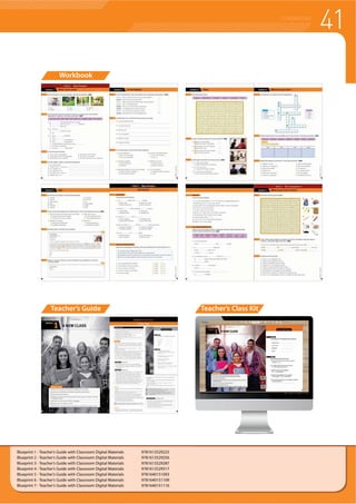 WR VWUHQJWKHQ D UHODWHG XQLILHG WKHPH
f 7DVNEDVHG DFWLYLWLHV SURYLGH RSSRUWXQLW WR SUDFWLFH VNLOOV IRU D SXUSRVH
f )OXHQF DQG FRPPXQLFDWLYH SDJHV WR KHOS VWXGHQWV GHYHORS DELOLW IRU UHDOZRUOG XVH
f 9RFDEXODU VSHFLILF WR VHWWLQJV WRSLFV DQG JRDOV
f /DQJXDJH IRFXVHG JUDPPDU WDEOHV
Student Book
Complimentary Downloads
compasspub.com/Blueprint
LEVEL
Beginner ~
Advanced
Blueprint 1 - Workbook 9781613529218
Blueprint 2 - Workbook 9781613529249
Blueprint 3 - Workbook 9781613529270
Blueprint 4 - Workbook 9781613529300
Blueprint 5 - Workbook Coming Soon
Blueprint 6 - Workbook Coming Soon
Blueprint 7 - Workbook Coming Soon
WORKBOOK
Pages
Unit
7
STUDENT STUDENT BOOK
Pages
Unit
12
Units
Book
8
Scan to view
sample unit!
ClassBooster
Blueprint 1 - Student Book with Student Digital Materials CD 9781613529201
Blueprint 2 - Student Book with Student Digital Materials CD 9781613529232
Blueprint 3 - Student Book with Student Digital Materials CD 9781613529263
Blueprint 4 - Student Book with Student Digital Materials CD 9781613529294
Blueprint 5 - Student Book with Student Digital Materials CD 9781640151031
Blueprint 6 - Student Book with Student Digital Materials CD 9781640151048
Blueprint 7 - Student Book with Student Digital Materials CD 9781640151055
Blueprint 1 - Workbook 9781613529218
Blueprint 2 - Workbook 9781613529249
Blueprint 3 - Workbook 9781613529270
Blueprint 4 - Workbook 9781613529300
Blueprint 5 - Workbook 9781640151062
Blueprint 6 - Workbook 9781640151079
Blueprint 7 - Workbook 9781640151086
 