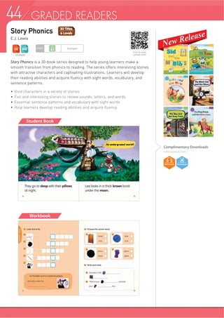 43GRADED READERS
Compass Publishing Graded Readers
Graded readers from Compass Publishing include award-winning series designed to provide
English-language learners enjoyable reading practice through original fiction, nonfiction and
specially retold classic titles from around the world. English-language learners will enjoy
developing their vocabulary acquisition, grammar application, reading fluency, and overall ability
through use of these materials.
What are graded readers?
Graded readers, also known as leveled readers or language-learning literature, are short fiction
and nonfiction books with audio that are carefully developed to meet the specific needs of
English-language learners. They are designed to keep learners interested and motivated through
tight control of the plot, vocabulary, and grammar, and have been specially written or adapted
within a controlled vocabulary level and grammatical syllabus, with difficulty increasing through
the levels.
Why use graded readers?
Graded readers help students to learn how to read confidently, fluently, and quickly. Reading
fluently is a skill that must be learned and practiced to quickly and confidently process text for its
meaning, not just as a language exercise. Developing the skill to read fluently will not only help
students to learn and use English, it will help them to do better on tests and in other real-life
situations that require reading in English.
Graded readers are a teaching and learning tool that uses a variety of ways to help students achieve
specific English language results including:
f Fostering a more confident, motivated, and positive overall attitude toward studying English
f Automaticity (learning more vocabulary increasingly faster and with greater ease)
f Increasing comprehension and understanding of content through a variety of contexts
f Developing a more cohesive ability to intentionally control and manipulate grammar structures
f Cultivating a better command over speaking and writing skills
f Improving independent and social work, communication, cooperation, and work skills
Compass Publishing Graded Readers Look for this icon for official Lexile®
measurements
Graded readers can be used in two ways:
Individual Reading Program
Creating and implementing an individual reading program allows students to become independent in
their learning by borrowing books from the class library and reading them on their own. However, it
also offers students the freedom to select titles that interest them, and to read at their own pace when
and where they want.
Whole-Class Reading Program
Creating and implementing a whole-class reading program ensures all students have read the same
graded reader. This method provides students with the opportunity to discuss the reader in a group
setting which can promote team-building.
 