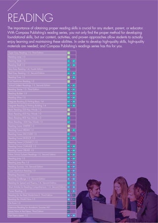 59READING OCEANS
READERS
Learn with fun
and easy stories
h fun
easy stories
un
sy storie
With hundreds of readers, this digital library offers a wide range of enjoyable and
leveled content (fiction, nonfiction, classics).
f Specialized e-book system provides language-learning focus for developing
reading fluency
f Animated e-books enhance the overall learning and reading experience
f Additional content is provided in the form of word games, sentence games, book
reports, and quizzes to supplement reading proficiency
f Reinforcement activities activate prior knowledge, introduce essential words, and
both strengthen and expand the learners’ vocabulary
Reading Oceans™ Readers and Activities
NUR
SERYRHY
MES
3D
Animation
7KHVH ' DQLPDWLRQV RI FDUHIXOO VHOHFWHG DQG ZLGHO
popular nursery rhymes and children’s songs intrigue
RXQJ OHDUQHUV )ODVKFDUGV DQG D UHFRUGDEOH VLQJ DORQJ
section is also provided.
Reading Oceans™ Nursery Rhymes
PHONICS
Systematic
phonics study
These complete and systematic phonics lessons
facilitate learners in becoming fluent readers
through the incorporation of activities and
read-aloud stories.
Reading Oceans™ Phonics
 