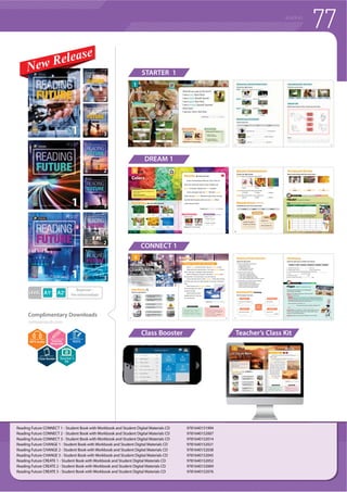 74 READING
Basic Reading 200, 400, 800, 1200 Key Words
Liana Robinson, Peggy Anderson, Casey Malarcher
Basic Reading is a twelve-level series designed to move young students of
English from the learning-to-read stage to the reading-to-learn approach.
Passages and activities in the series systematically reinforce high-frequency
words and sentence structures while focusing learning on a precise number of
new vocabulary items in each unit. This allows learners to comfortably develop
reading fluency as they broaden their understanding of various English word
forms, structures, and sentence patterns. All of the captivating stories feature
detailed illustrations which aid in reading comprehension. Basic Reading
prepares readers for the demands of academic material at higher levels.
f *UDGHG UHDGLQJ SDVVDJHV FRYHULQJ D EURDG UDQJH RI WRSLFV
f RORU LOOXVWUDWLRQV WKDW DLG LQ UHDGLQJ FRPSUHKHQVLRQ
f RQVLVWHQW DQG UHSHDWHG XVH RI SUHYDOHQW VHQWHQFH VWUXFWXUHV
f ([HUFLVHV DQG DFWLYLWLHV WKDW XVH D IRXUVWUDQG DSSURDFK WR GHYHORSPHQW RI
fluency in English
f 5HSHWLWLRQ RI KLJKIUHTXHQF YRFDEXODU
f 7ZR UHYLHZ XQLWV SHU ERRN ZLWK UHYLHZV LQ WKH ILUVW WKUHH ERRNV IHDWXULQJ
original songs
f 03 'V LQFOXGLQJ ODVV %RRVWHU
f 3XOORXW FRORU ZRUNERRN LQFOXGHG ZLWK HDFK ERRN
STUDENT STUDENT BOOK
Pages
Unit
4
Units
Book
16
LEVEL Emergent
Complimentary Downloads
compasspub.com/BR200
compasspub.com/BR400
compasspub.com/BR800
compasspub.com/BR1200
[Basic Reading 400 Key Words][Basic Reading 200 Key Words]
[Basic Reading 800 Key Words] [Basic Reading 1200 Key Words]
Basic Reading 200 Key Words 1 - Student Book with Workbook and Student Digital Materials CD 9781640150164
Basic Reading 200 Key Words 2 - Student Book with Workbook and Student Digital Materials CD 9781640150171
Basic Reading 200 Key Words 3 - Student Book with Workbook and Student Digital Materials CD 9781640150188
Basic Reading 400 Key Words 1 - Student Book with Workbook and Student Digital Materials CD 9781613528860
Basic Reading 400 Key Words 2 - Student Book with Workbook and Student Digital Materials CD 9781613528877
Basic Reading 400 Key Words 3 - Student Book with Workbook and Student Digital Materials CD 9781613528884
Scan to view
sample unit!
Teacher’s
Kit
 