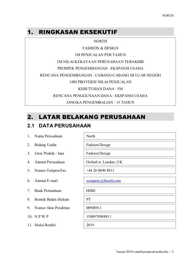2019 Contoh Proposal Usaha Untuk Pinjaman Modal 2019 Contoh Proposal Usaha Untuk Pinjaman Modal